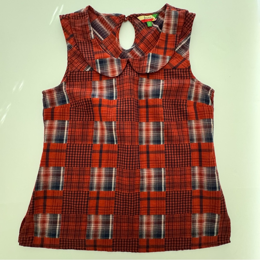 Fervour Patchwork Plaid Peter Pan Collar Sleevele… - image 4